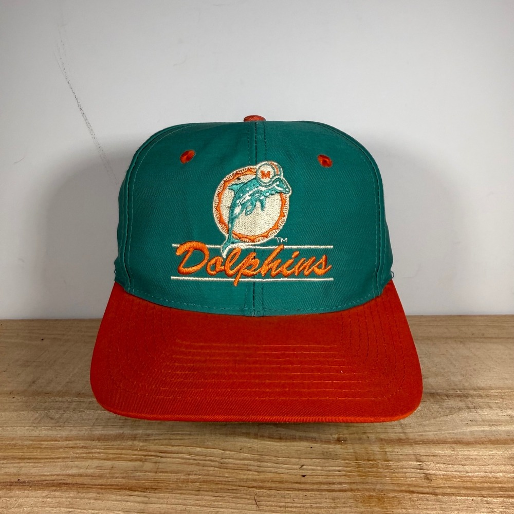 Miami Dolphins Hat Mens OSFA Teal 2 toned Snapback NFL Vintage 90s Cap Eastport